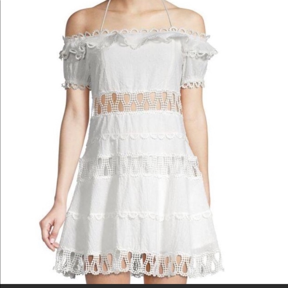 Haute rogue off shoulder halter dress